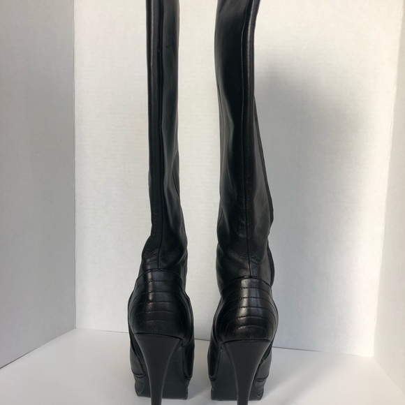 YSL Tribute Black Platform Knee High Boot 38.5 - Picture 5 of 14